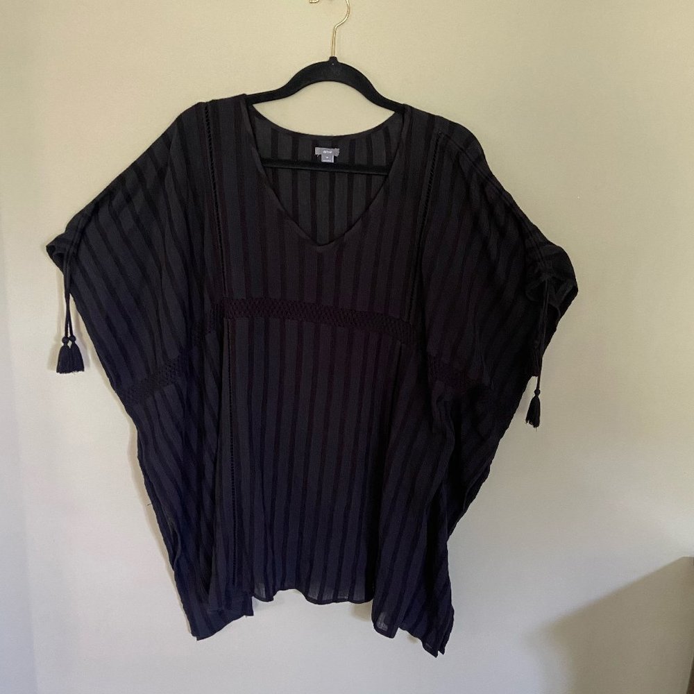 Aerie Black Swimsuit Cover-Up with Tassels